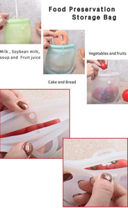 3 pack Bundle Food Grade Fresh Preservation Zip Lock Reusable Sealer Ziplock Silicone Food Storage Bag - MoSocks