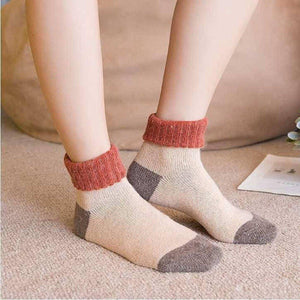 5 Pair Patched Wool Warm Comfy Socks - Fall/Winter - MoSocks