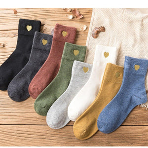 Love Embroidery Comfortable Warm Crew Socks - Fall/Winter - MoSocks