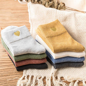 Love Embroidery Comfortable Warm Crew Socks - Fall/Winter - MoSocks