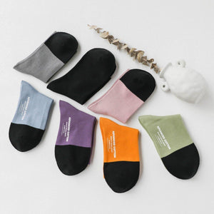 7 Pair Patchwork Cotton Blend Sports Crew Socks - MoSocks