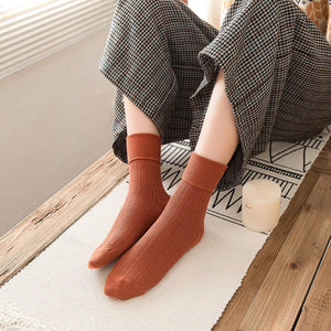 Plain Pure Color Comfy Cotton Blend Crew Socks - MoSocks