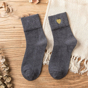 Love Embroidery Comfortable Warm Crew Socks - Fall/Winter - MoSocks