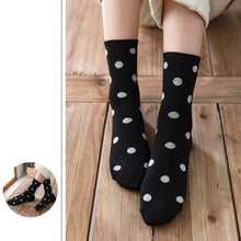 Load image into Gallery viewer, 5 Pair White Polka Dot Cotton Blend Crew Socks - MoSocks
