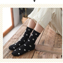 Load image into Gallery viewer, 5 Pair White Polka Dot Cotton Blend Crew Socks - MoSocks
